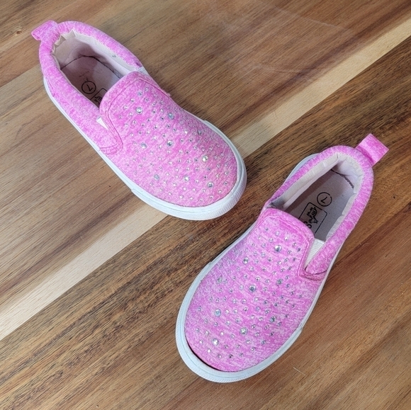 Swigges Pink Rhinestone Slip On Sneakers Toddler Size 7 - Picture 3 of 15